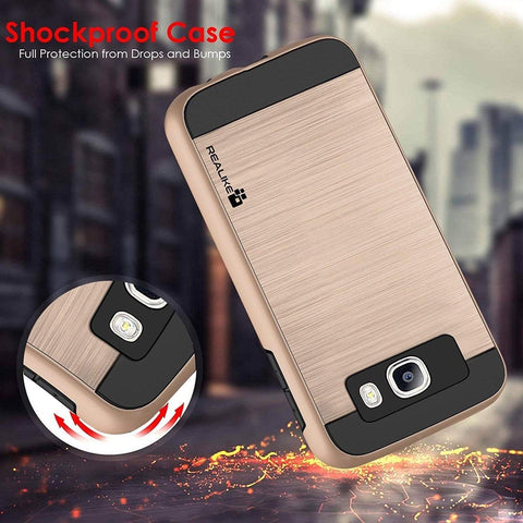 Image of Samsung J7 Prime Cover, REALIKE™; Premium {Imported} Shock Proof Protective Dual Layer Case for Samsung J7 Prime (Simply Fit Series) - (Gold)