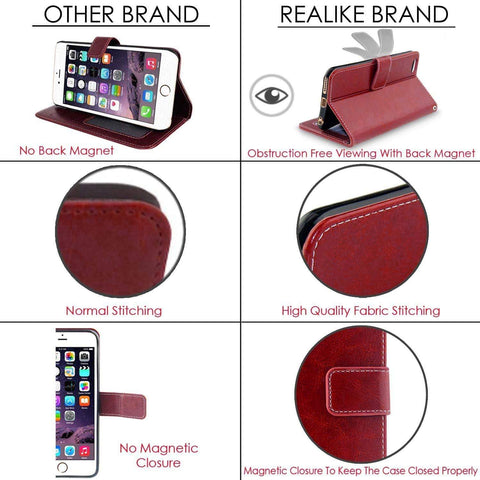 Image of Samsung S8 2017 Cover Case, REALIKE™ Branded Imported Flip Leather Cover, Ultimate Protection from Drops in Slim profile, Durable, Anti Scratch, Perfect Fit, Air Cushion Anti Shock Technology, Flexible Premium PU Faux Leather Flip Cover for Samsung