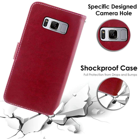 Image of Samsung S8 2017 Cover Case, REALIKE™ Branded Imported Flip Leather Cover, Ultimate Protection from Drops in Slim profile, Durable, Anti Scratch, Perfect Fit, Air Cushion Anti Shock Technology, Flexible Premium PU Faux Leather Flip Cover for Samsung