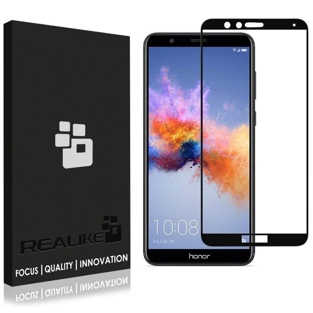 Honor 7X Screen Protector, REALIKE&reg; 3D Touch 9H Full Coverage HD Clear Tempered Glass for Honor 7X (Black) (BLACK)