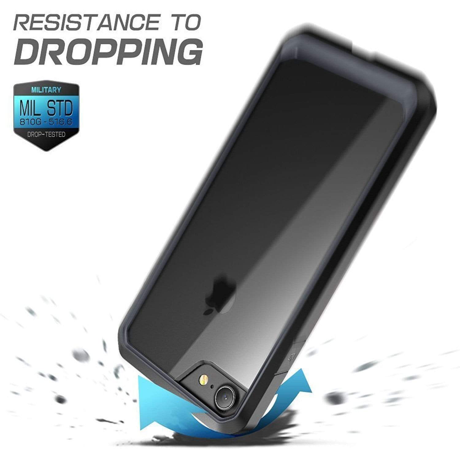 iPhone 7 Cover, REALIKE&trade; {Imported} Premium Style Shockproof Back Case For iPhone 7 (Glacier Series - Black/Clear)