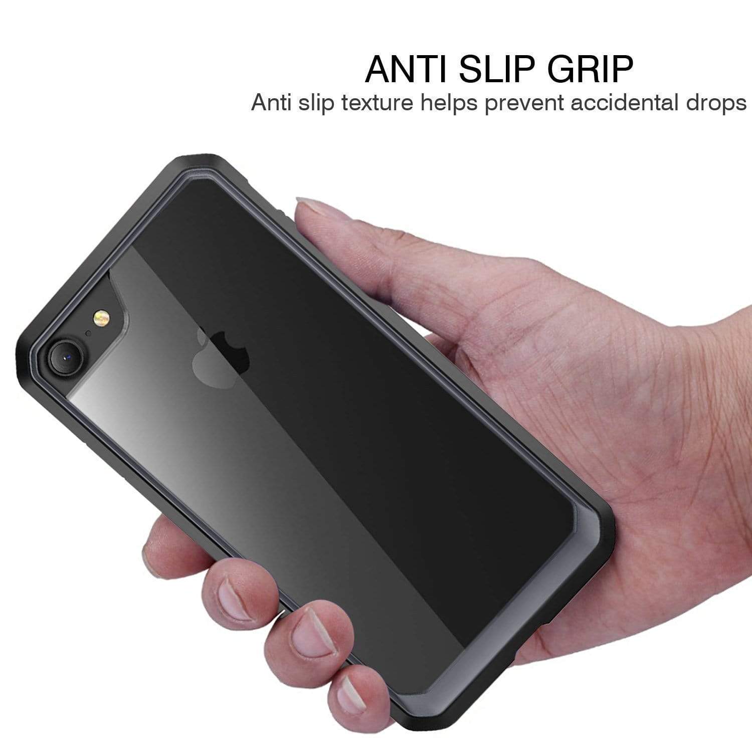 iPhone 7 Cover, REALIKE&trade; {Imported} Premium Style Shockproof Back Case For iPhone 7 (Glacier Series - Black/Clear)