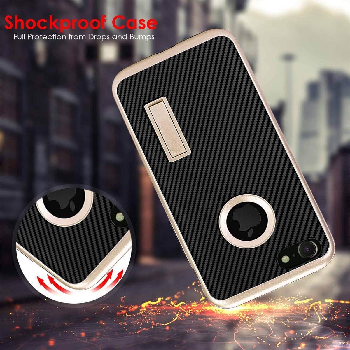 iPhone 7 Cover, REALIKE&trade; {Imported} Schockproof Rugged Premium Style With Kick Stand Back Case For iPhone 7 (Diamond Series) (Gold) …