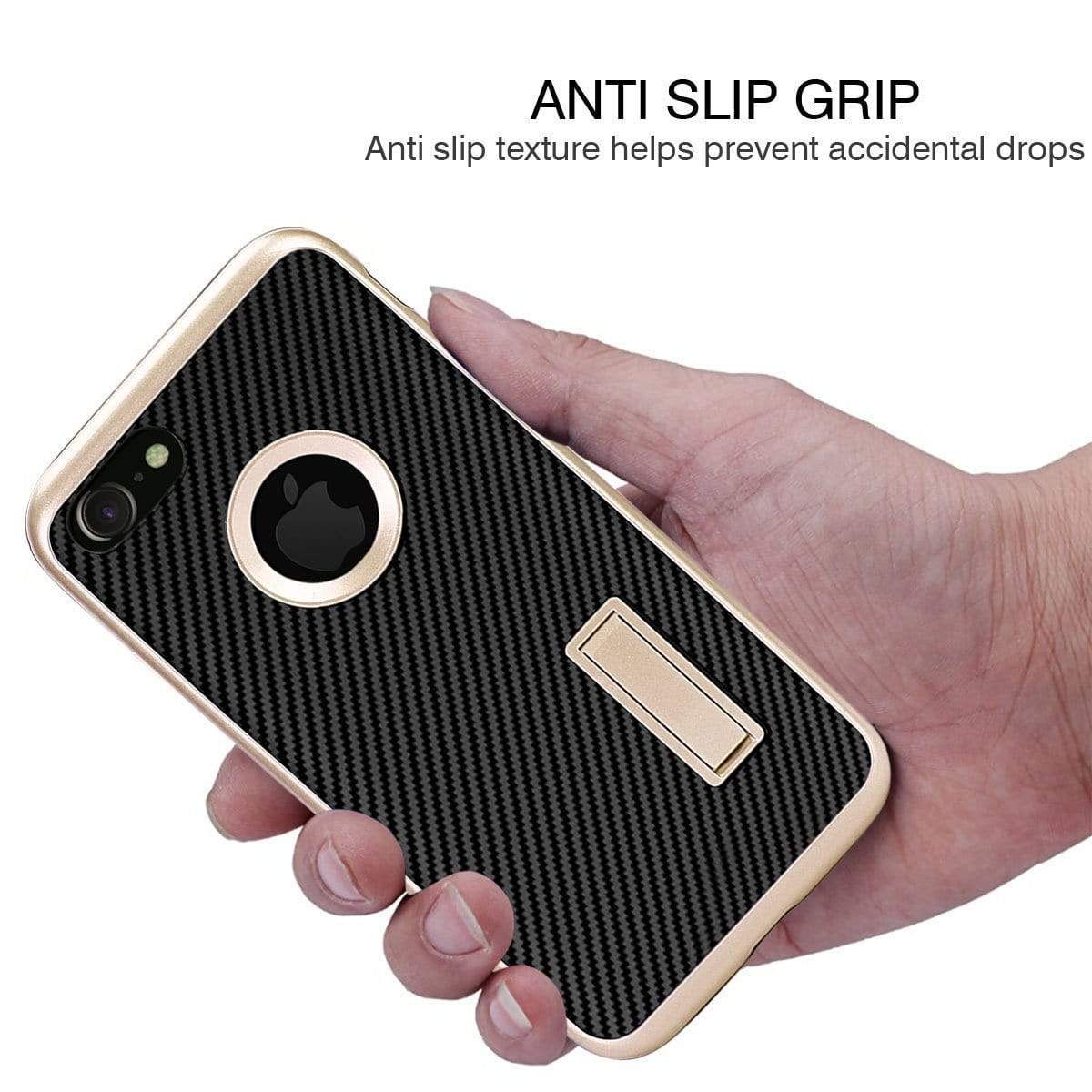 iPhone 7 Cover, REALIKE&trade; {Imported} Schockproof Rugged Premium Style With Kick Stand Back Case For iPhone 7 (Diamond Series) (Gold) …