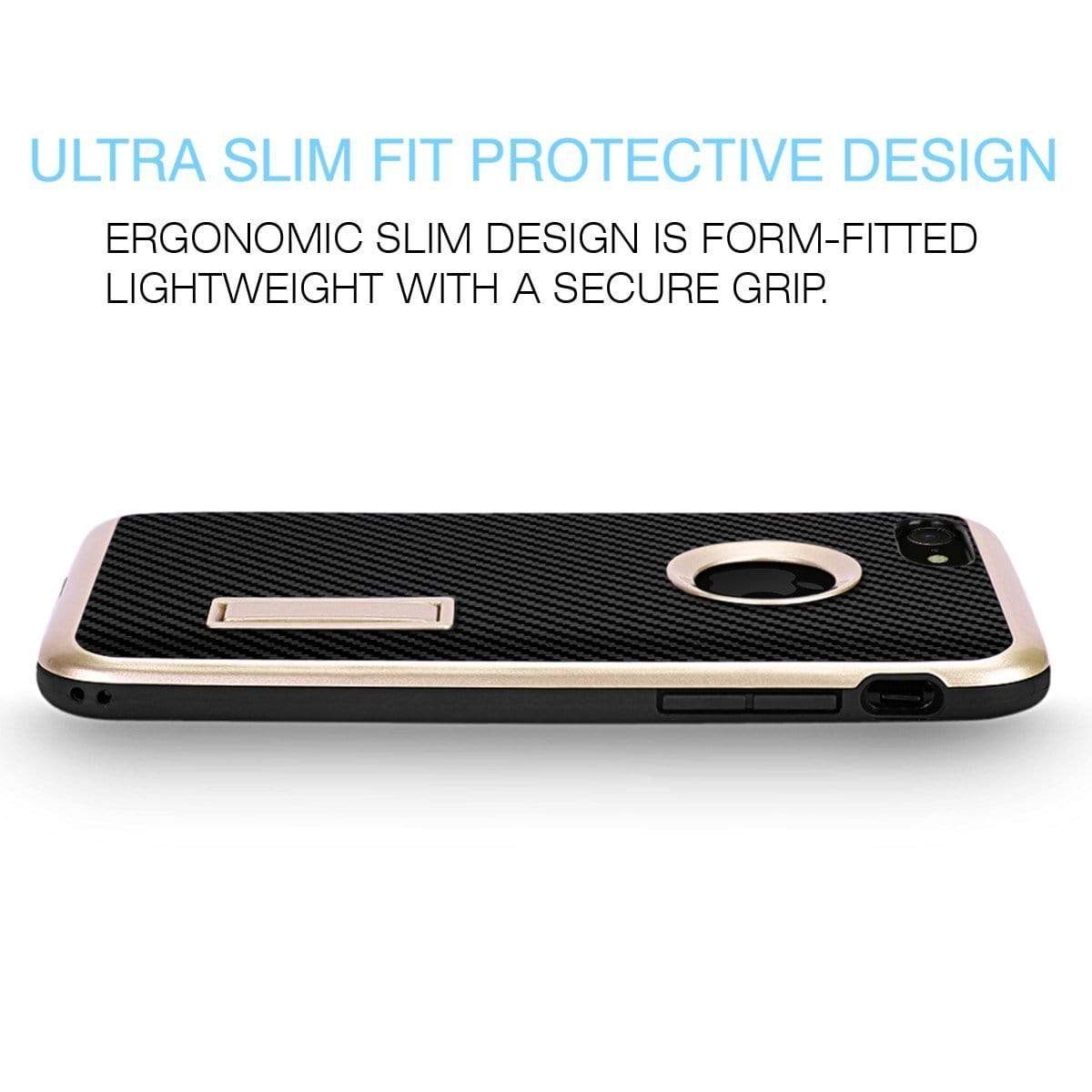 iPhone 7 Cover, REALIKE&trade; {Imported} Schockproof Rugged Premium Style With Kick Stand Back Case For iPhone 7 (Diamond Series) (Gold) …