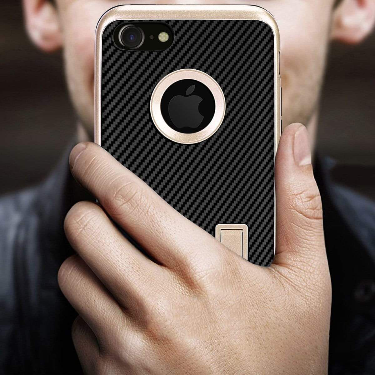 iPhone 7 Cover, REALIKE&trade; {Imported} Schockproof Rugged Premium Style With Kick Stand Back Case For iPhone 7 (Diamond Series) (Gold) …