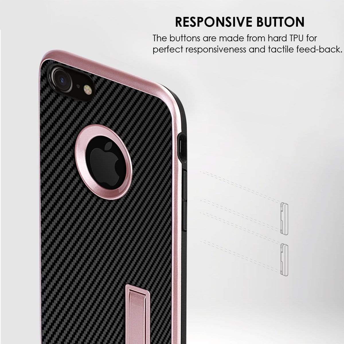 iPhone 7 Cover, REALIKE&trade; {Imported} Schockproof Rugged Premium Style With Kick Stand Back Case For iPhone 7 (Diamond Series) (Rose Gold) …