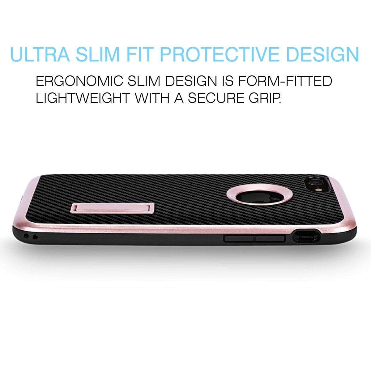 iPhone 7 Cover, REALIKE&trade; {Imported} Schockproof Rugged Premium Style With Kick Stand Back Case For iPhone 7 (Diamond Series) (Rose Gold) …