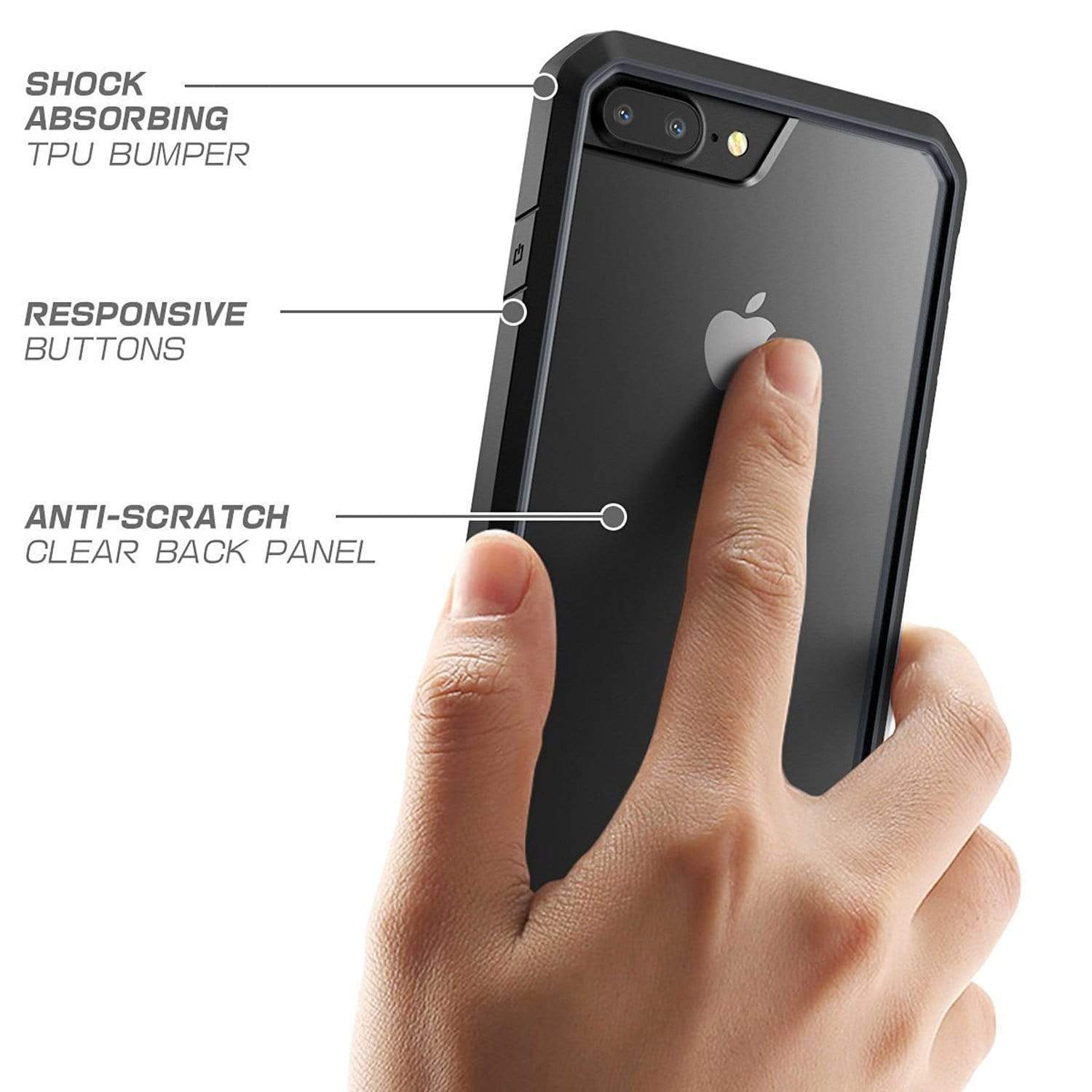 iPhone 7 Plus Cover, REALIKE&trade; {Imported} Premium Style Shockproof Back Case For iPhone 7 Plus (Glacier Series - Black)