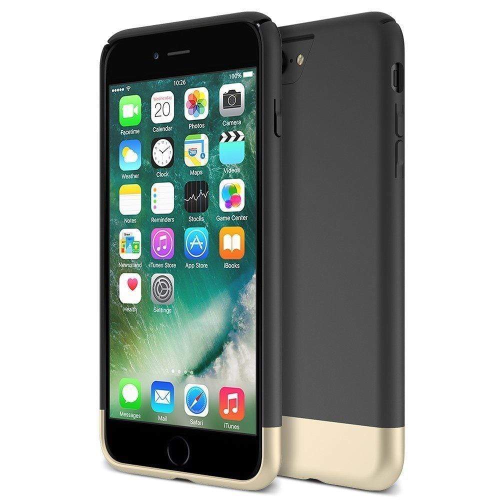 iPhone 7 Plus Cover, REALIKE&trade; [Vibrance Series] Protective Slider Style Slim Cases Covers For Apple iPhone 7 Plus Soft-Interior Scratch Protection Finish - Black - Gold.