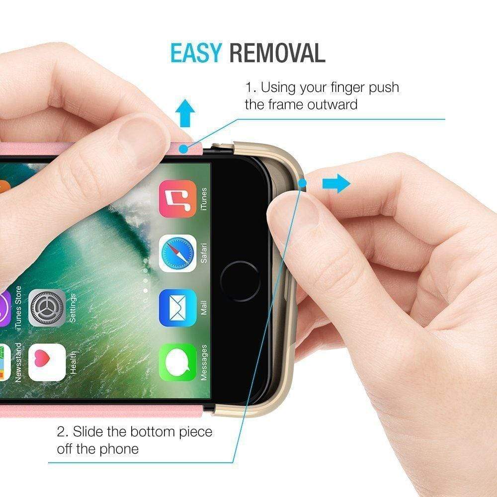 iPhone 7 Plus Cover, REALIKE&trade; [Vibrance Series] Protective Slider Style Slim Cases Covers For Apple iPhone 7 Plus Soft-Interior Scratch Protection Finish - Black - Gold.