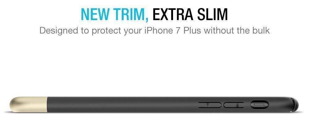 iPhone 7 Plus Cover, REALIKE&trade; [Vibrance Series] Protective Slider Style Slim Cases Covers For Apple iPhone 7 Plus Soft-Interior Scratch Protection Finish - Black - Gold.