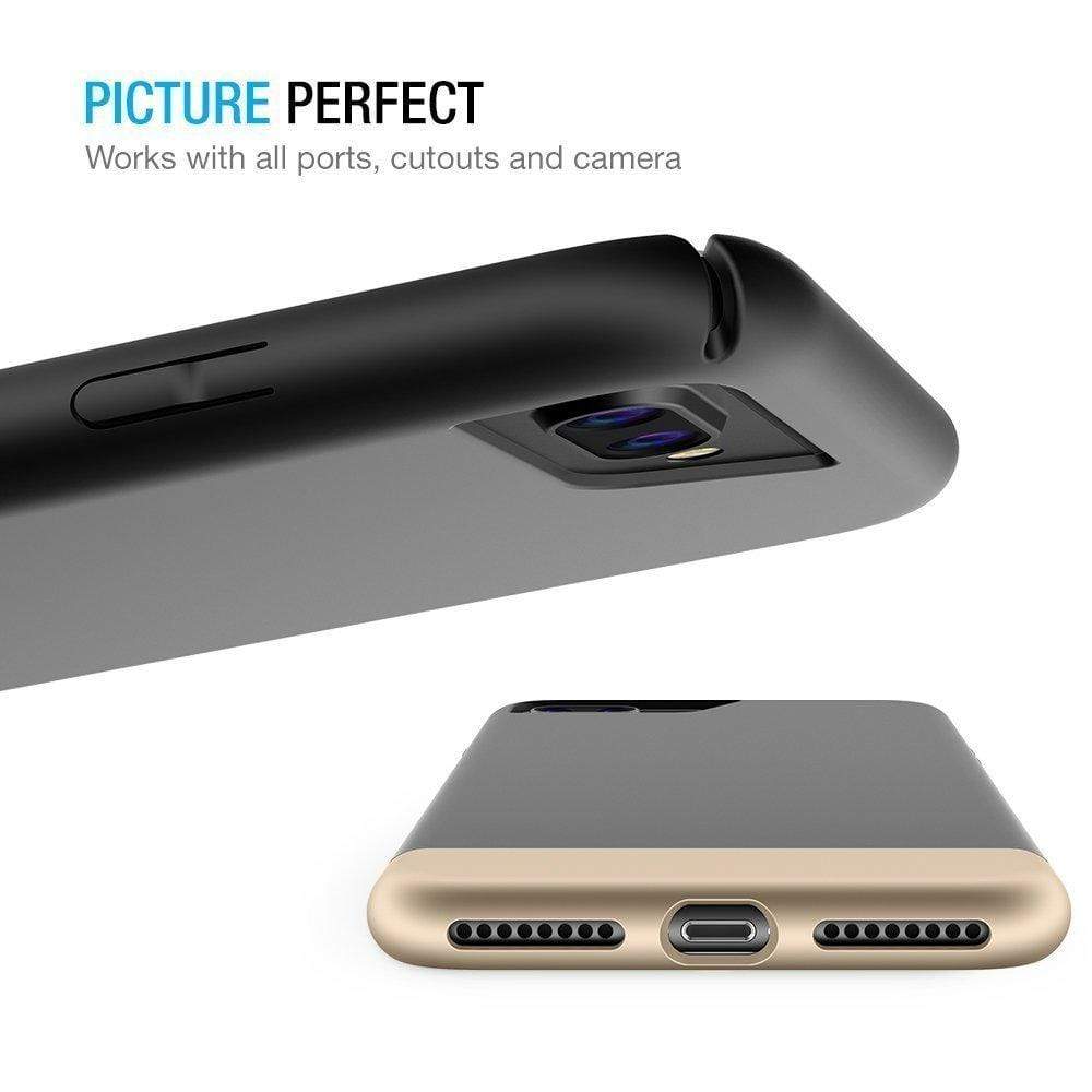 iPhone 7 Plus Cover, REALIKE&trade; [Vibrance Series] Protective Slider Style Slim Cases Covers For Apple iPhone 7 Plus Soft-Interior Scratch Protection Finish - Black - Gold.