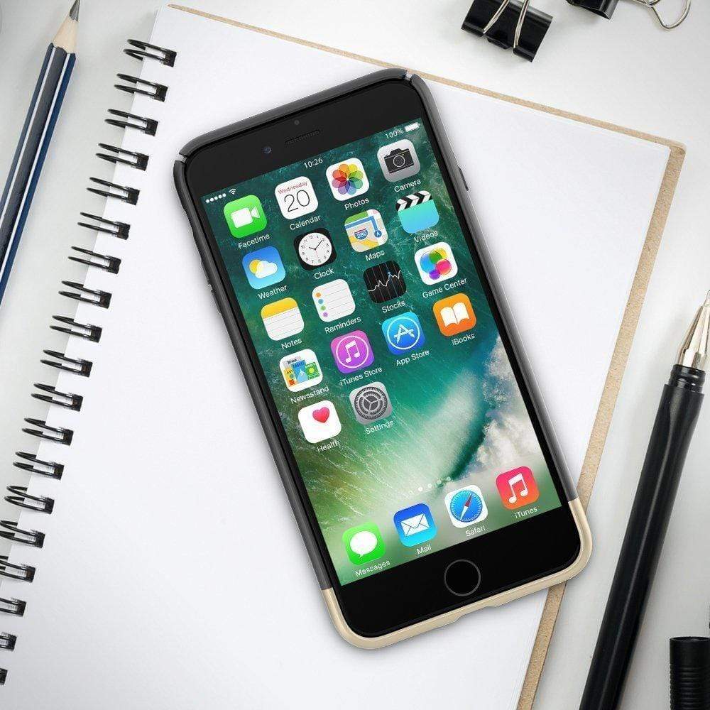 iPhone 7 Plus Cover, REALIKE&trade; [Vibrance Series] Protective Slider Style Slim Cases Covers For Apple iPhone 7 Plus Soft-Interior Scratch Protection Finish - Black - Gold.