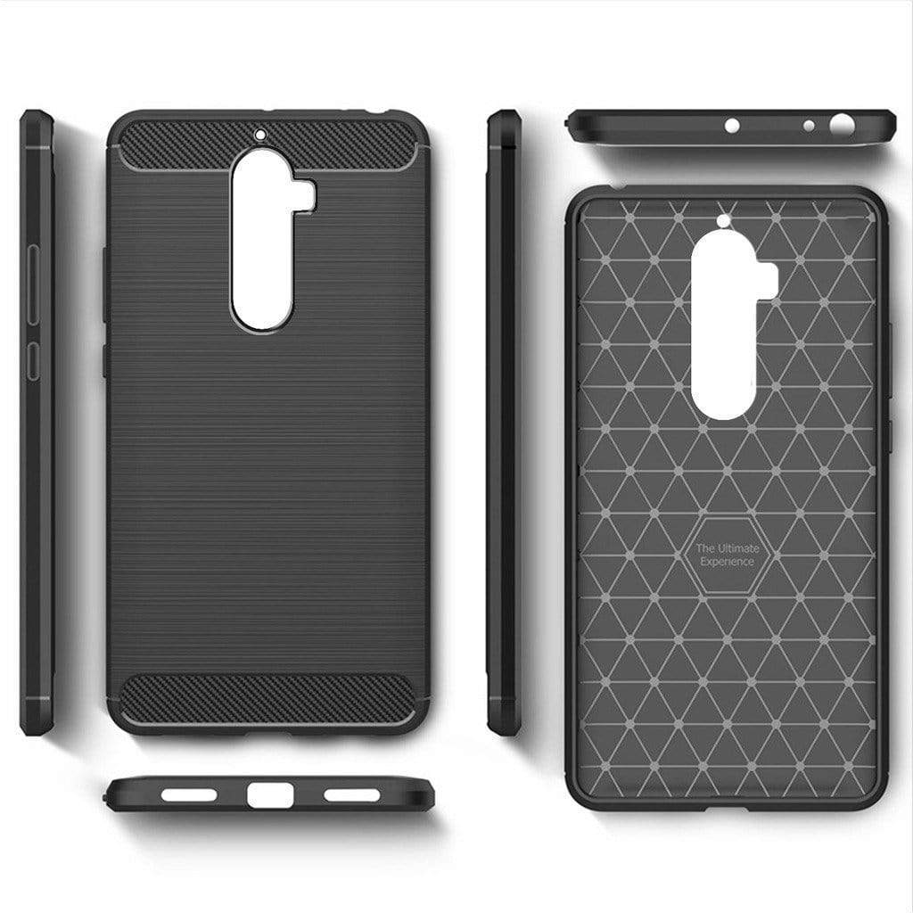 Lenovo K8 Note Cover, Flexible Carbon Fiber Design Lightweight Shockproof Back Cover for Lenovo K8 Note - Metallic Black