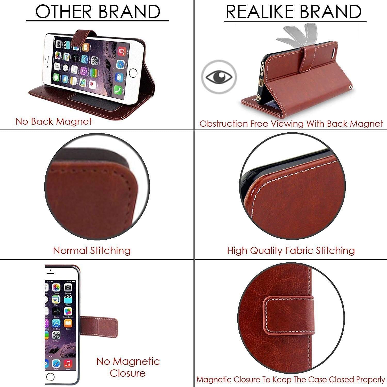 Moto G5 Cover, REALIKE&trade; {Imported} Shockproof Premium Leather Wallet Flip Case Cover For Moto G5 [Royal Brown]