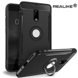 Realike Aemotoy Protective Armor Bumper W 360 Degrees Shockproof Defender Case For Nokia 6 - Carbon Black