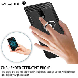 Realike Aemotoy Protective Armor Bumper W 360 Degrees Shockproof Defender Case For Nokia 6 - Carbon Black