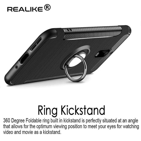 Image of Realike Aemotoy Protective Armor Bumper W 360 Degrees Shockproof Defender Case For Nokia 6 - Carbon Black