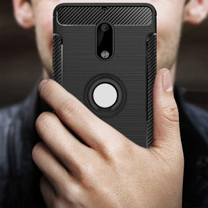 Realike Aemotoy Protective Armor Bumper W 360 Degrees Shockproof Defender Case For Nokia 6 - Carbon Black