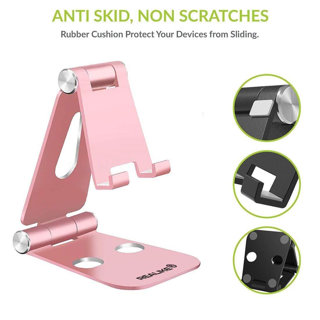 REALIKE Aluminum Mobile Phone Adjustable Foldable Holder Stand for All Tablet and Smartphones