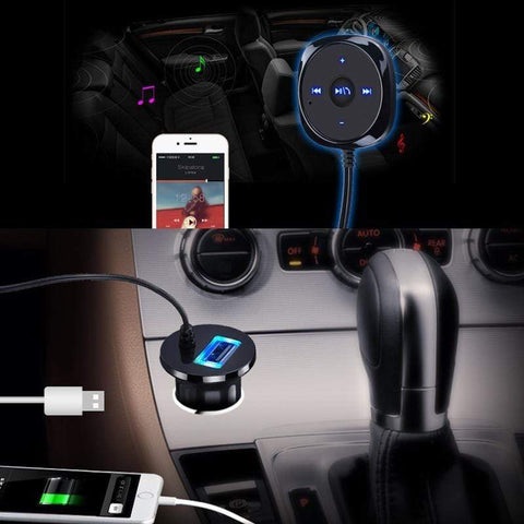 Image of REALIKE Bluetooth Aux Wireless Car Kit Music Receiver 3.5mm Adapter Handsfree LED Car AUX Speaker with USB Car Charger