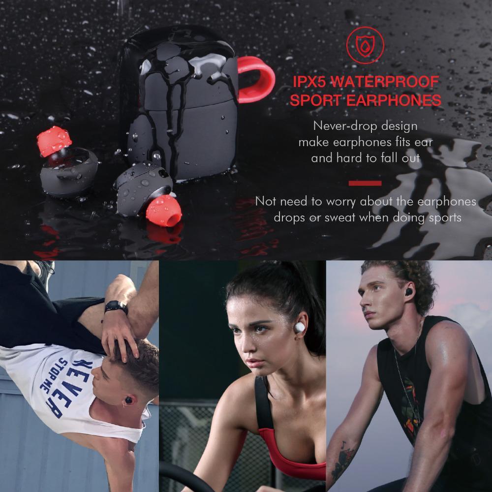 REALIKE Bluetooth Earphone True Wireless Sport Earphone Waterproof Stereo Earbuds With Microphone for Handsfree Calls G1