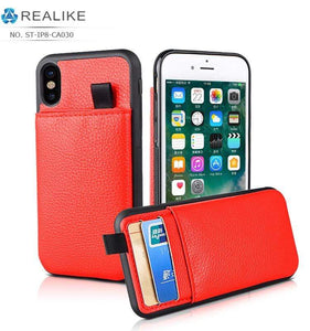 REALIKE® Exclusive Design back cover shockproof case for iPhone X,magnetic stand cardholder case