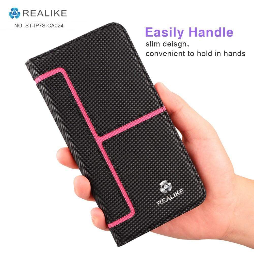 REALIKE® Exclusive Design Flip cover shockproof case for iPhone 7-8, the magnetic stand cardholder case