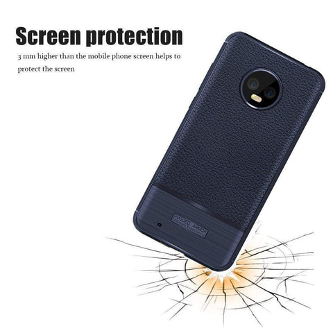 Image of REALIKE Flexible Litchi Pattern Back Cover for Moto G6-2018(Blue)