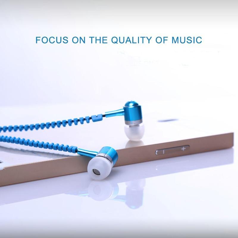 REALIKE Handsfree Zipper Style Mini Earphone 3.5mm Aux Audio Jack In Ear Headphones Ear phones Handfree MP3 Headset with Mic