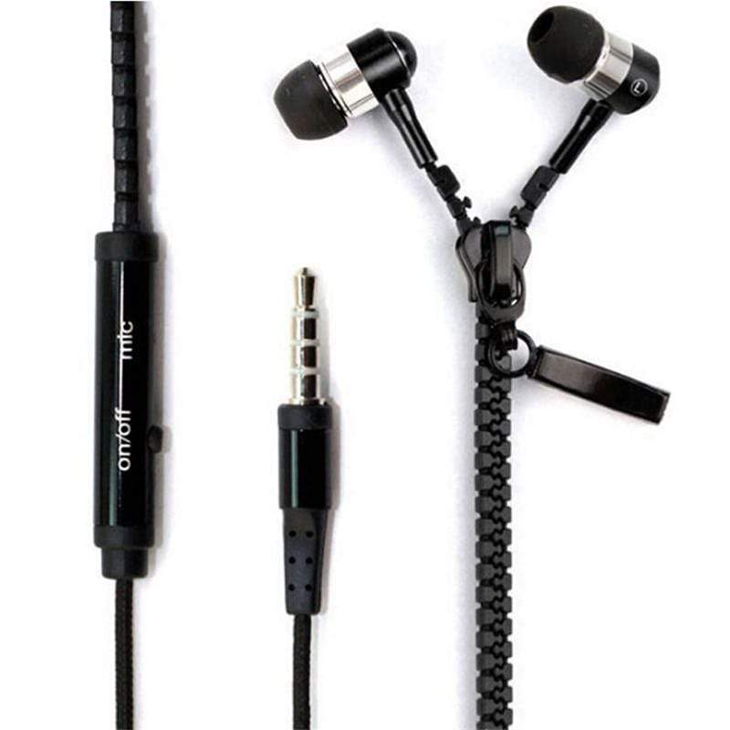REALIKE Handsfree Zipper Style Mini Earphone 3.5mm Aux Audio Jack In Ear Headphones Ear phones Handfree MP3 Headset with Mic