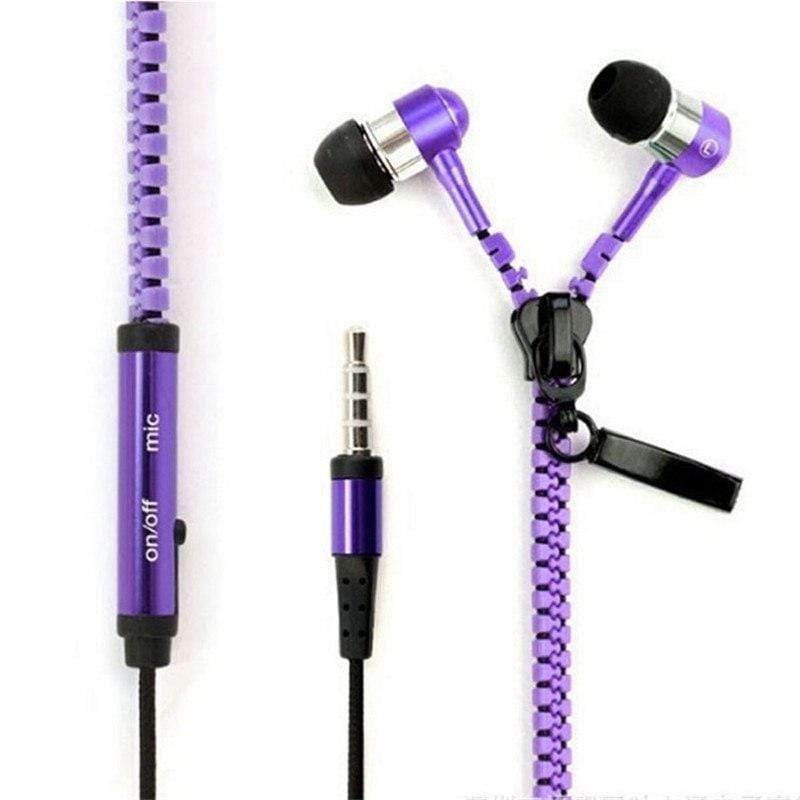 REALIKE Handsfree Zipper Style Mini Earphone 3.5mm Aux Audio Jack In Ear Headphones Ear phones Handfree MP3 Headset with Mic