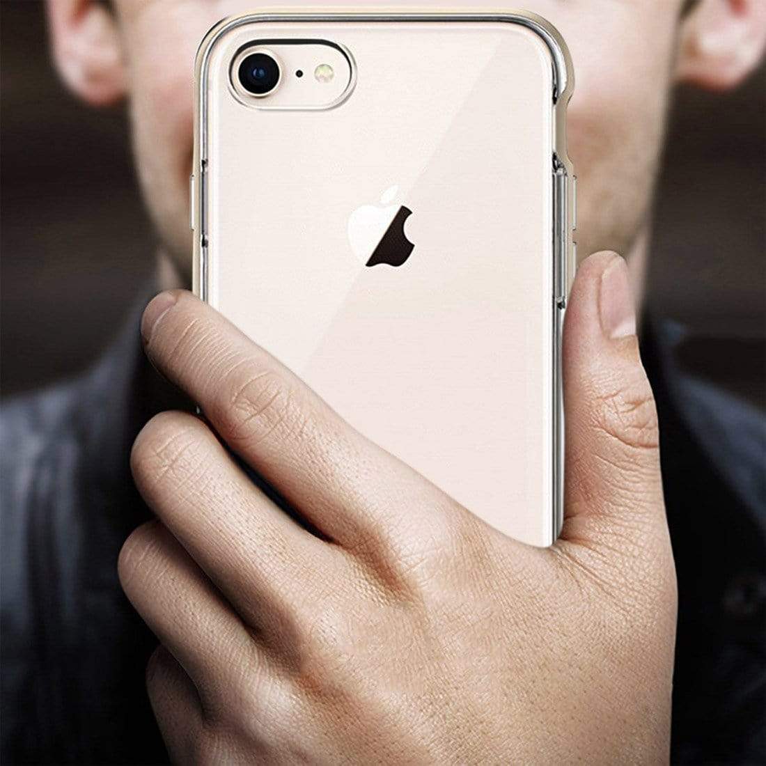 REALIKE® iPhone 7 Cover, [Vibrance Series] Protective Slider Style Slim Case with Stand for iPhone 7 (Gold/Clear)