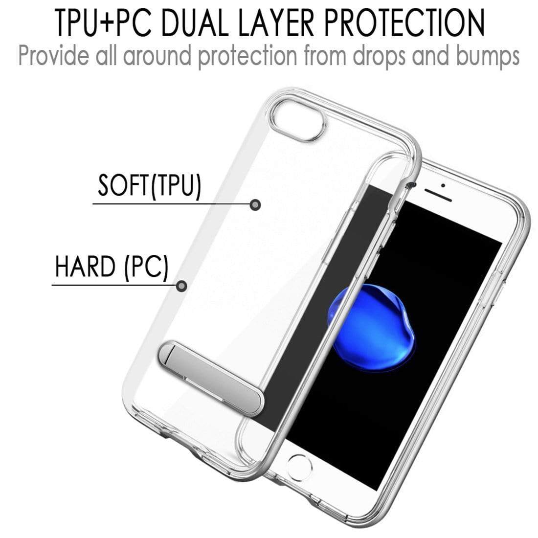 REALIKE® iPhone 7 Cover, [Vibrance Series] Protective Slider Style Slim Case with Stand for iPhone 7 (Silver/Clear)