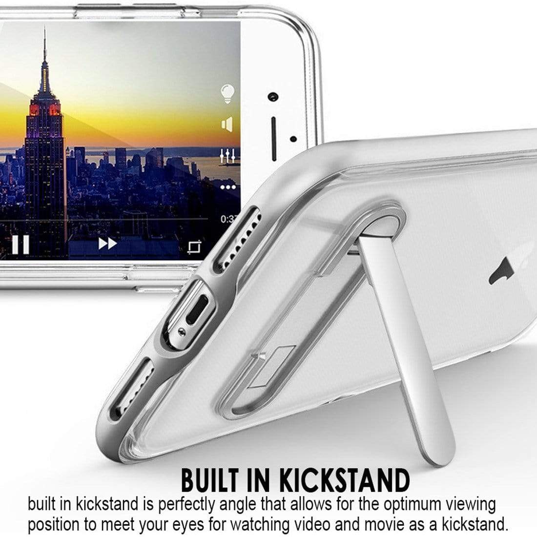 REALIKE® iPhone 7 Cover, [Vibrance Series] Protective Slider Style Slim Case with Stand for iPhone 7 (Silver/Clear)