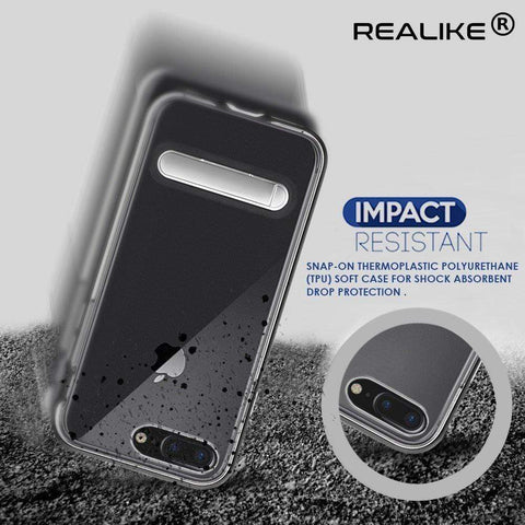 Image of REALIKE® iPhone 7 Plus Cover, [Vibrance Series] Protective Slider Style Slim Case with Stand for iPhone 7 Plus (Black/Clear)