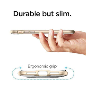 REALIKE® iPhone 7 Plus Cover, [Vibrance Series] Protective Slider Style Slim Case with Stand for iPhone 7 Plus (Gold/Clear)