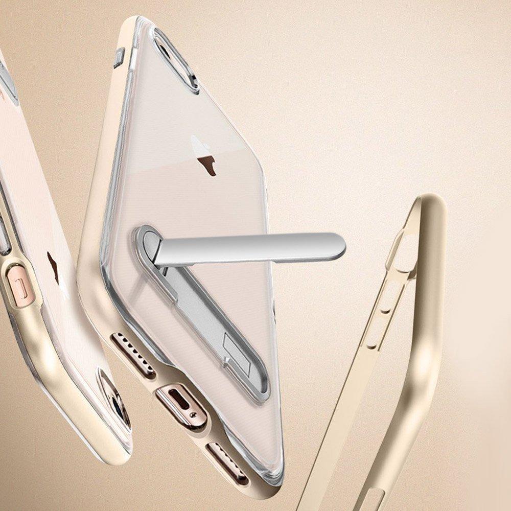 REALIKE® iPhone 7 Plus Cover, [Vibrance Series] Protective Slider Style Slim Case with Stand for iPhone 7 Plus (Gold/Clear)