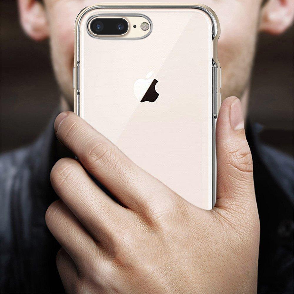 REALIKE® iPhone 7 Plus Cover, [Vibrance Series] Protective Slider Style Slim Case with Stand for iPhone 7 Plus (Gold/Clear)