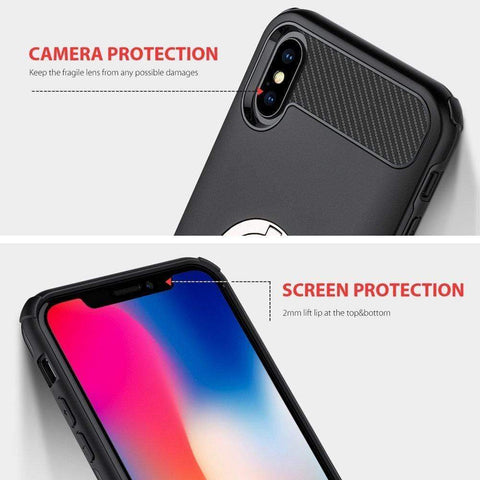Image of REALIKE® iPhone X Cover, Aemotoy Protective Armor Bumper W 360 Degrees Ring Kickstand Shockproof Defender Case For iPhone X - Black