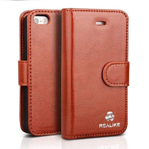 REALIKE Luxury leather case for iPhone 7 iPhone 8,high quality folio leather phone case premium imported quality