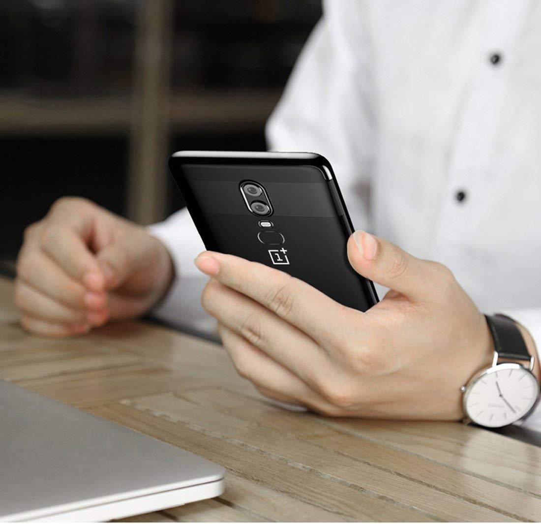 REALIKE Metal Electroplating Technology -Slim Ultra-Thin TPU Case Soft Silicone Skin Protective Back Cover for Oneplus 6