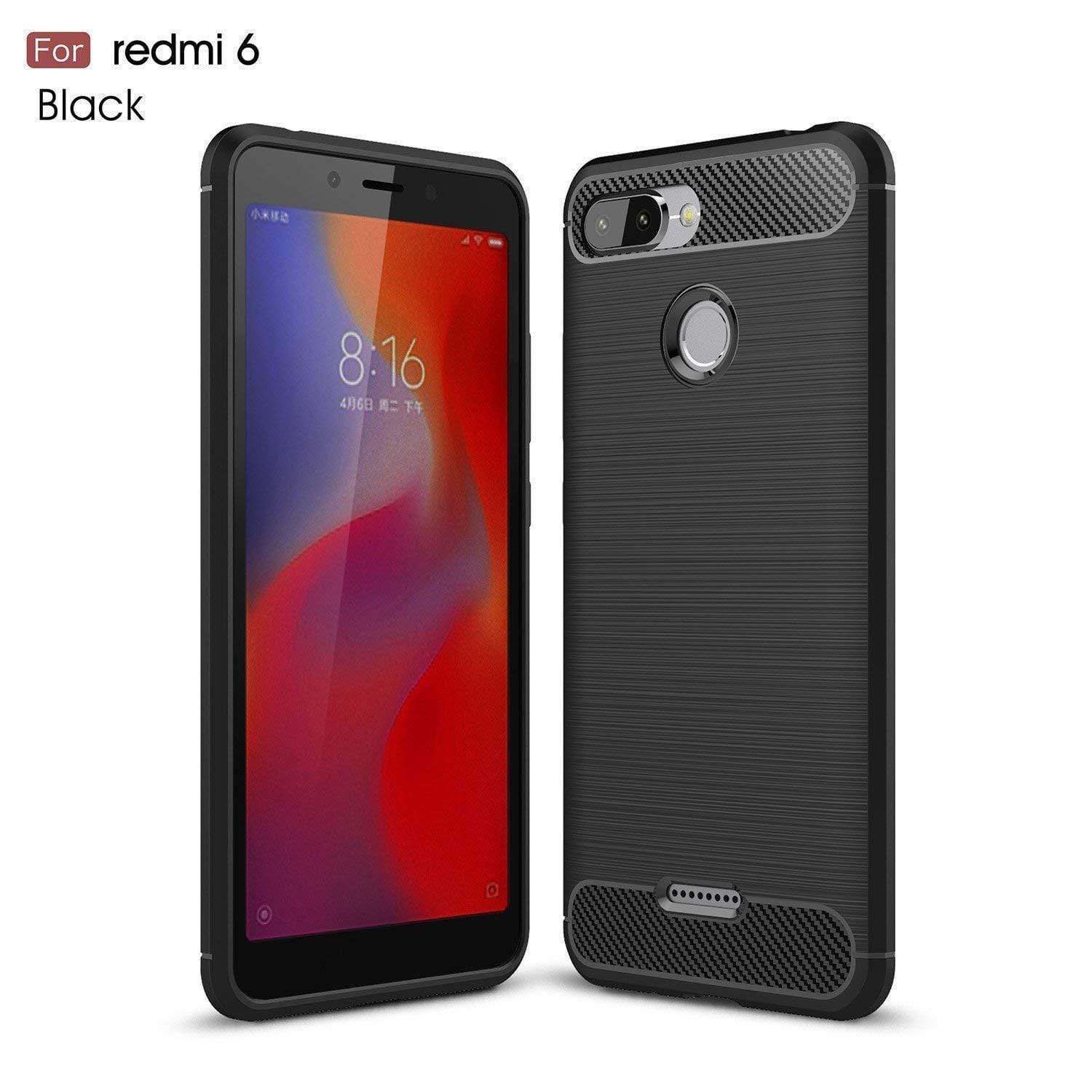 REALIKE® Mi Redmi 6/ 6A Back Cover, Branded Case with Ultimate Protection from Drops, Flexible Carbon Fiber Back Cover for Mi Redmi 6/6A- 2018 {Carbon Black) (Limited Time Discounted Price)