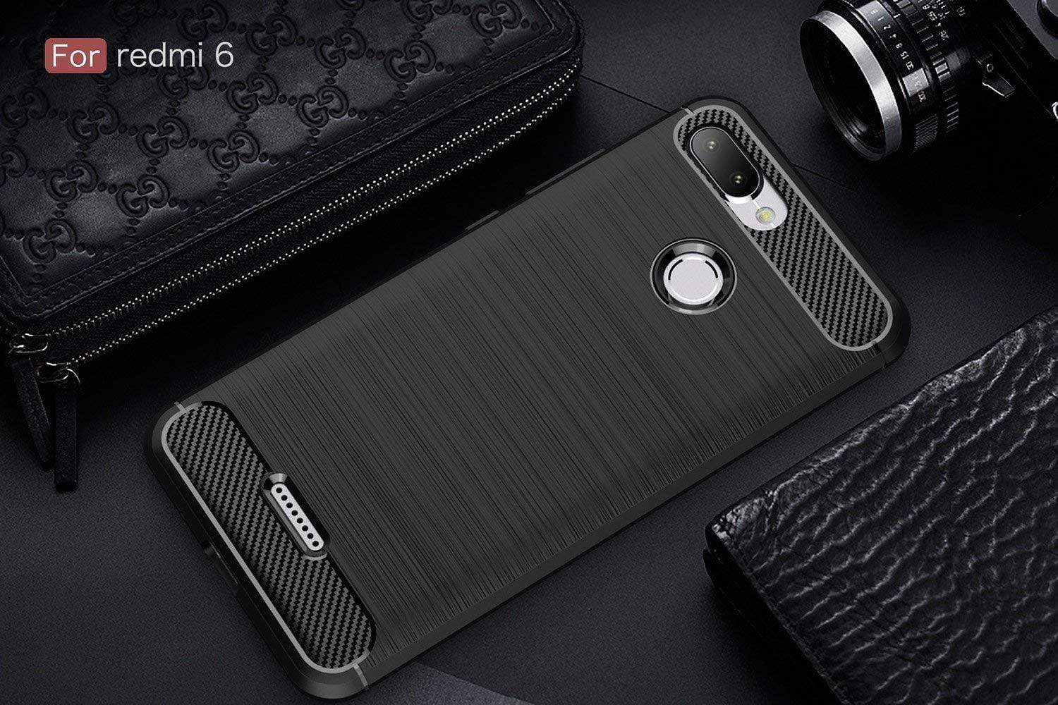 REALIKE® Mi Redmi 6/ 6A Back Cover, Branded Case with Ultimate Protection from Drops, Flexible Carbon Fiber Back Cover for Mi Redmi 6/6A- 2018 {Carbon Black) (Limited Time Discounted Price)