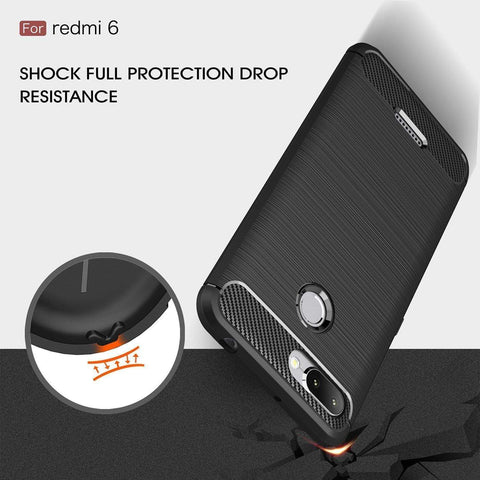 Image of REALIKE® Mi Redmi 6/ 6A Back Cover, Branded Case with Ultimate Protection from Drops, Flexible Carbon Fiber Back Cover for Mi Redmi 6/6A- 2018 {Carbon Black) (Limited Time Discounted Price)