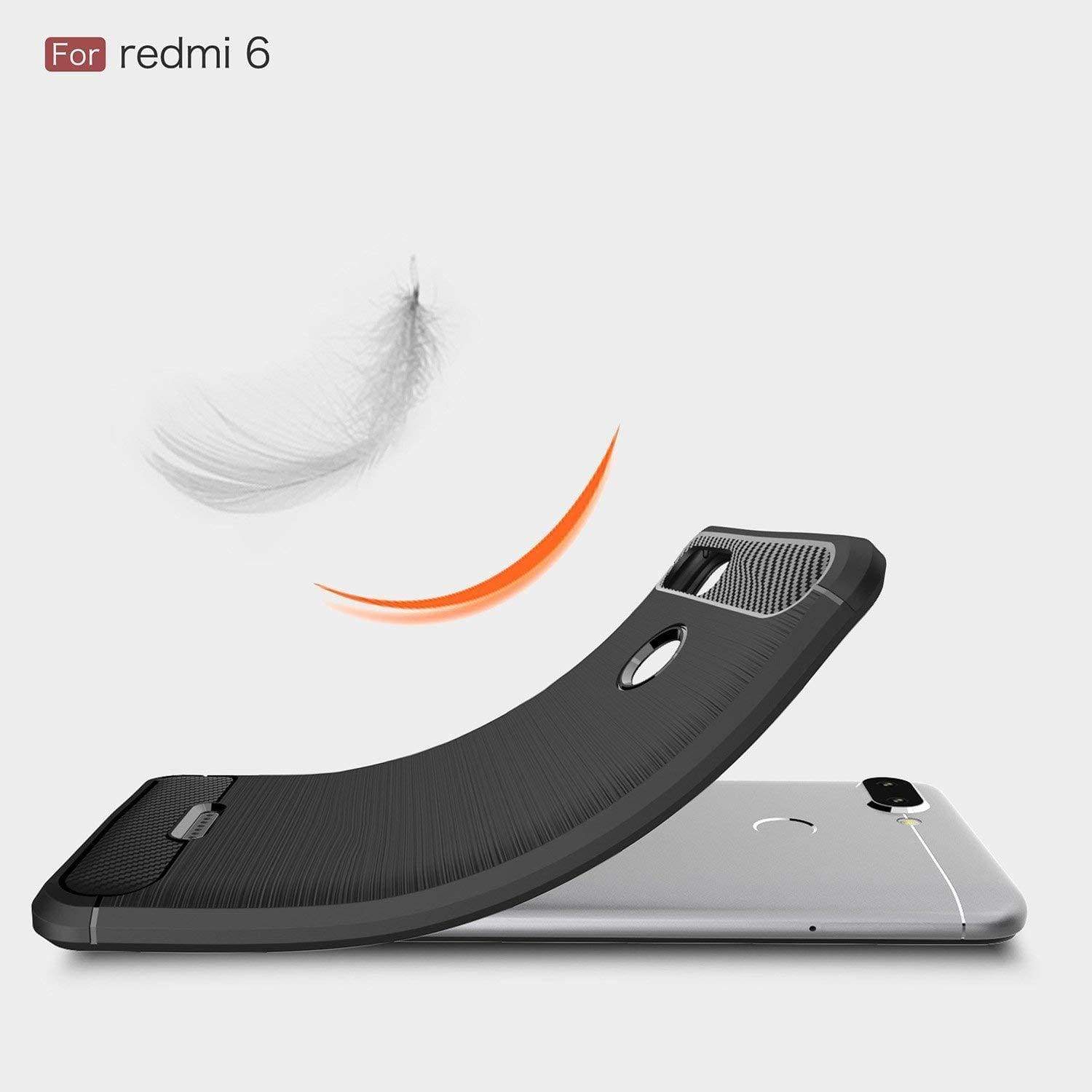 REALIKE® Mi Redmi 6/6A Back Cover, Branded Case with Ultimate Protection from Drops, Flexible Carbon Fiber Back Cover for Mi Redmi 6/6A- 2018 {Carbon Blue} (Limited Time Discounted Price)