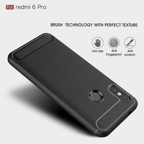 REALIKE® Mi Redmi 6 Pro Back Cover, Branded Case with Ultimate Protection from Drops, Flexible Carbon Fiber Back Cover for Mi Redmi 6 Pro - 2018 {Carbon Black} (Limited Time Discounted Price)