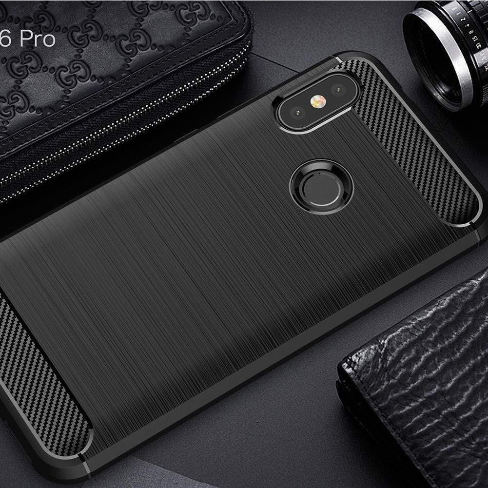 REALIKE® Mi Redmi 6 Pro Back Cover, Branded Case with Ultimate Protection from Drops, Flexible Carbon Fiber Back Cover for Mi Redmi 6 Pro - 2018 {Carbon Black} (Limited Time Discounted Price)