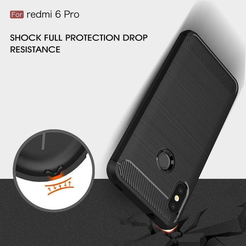 Image of REALIKE® Mi Redmi 6 Pro Back Cover, Branded Case with Ultimate Protection from Drops, Flexible Carbon Fiber Back Cover for Mi Redmi 6 Pro - 2018 {Carbon Black} (Limited Time Discounted Price)